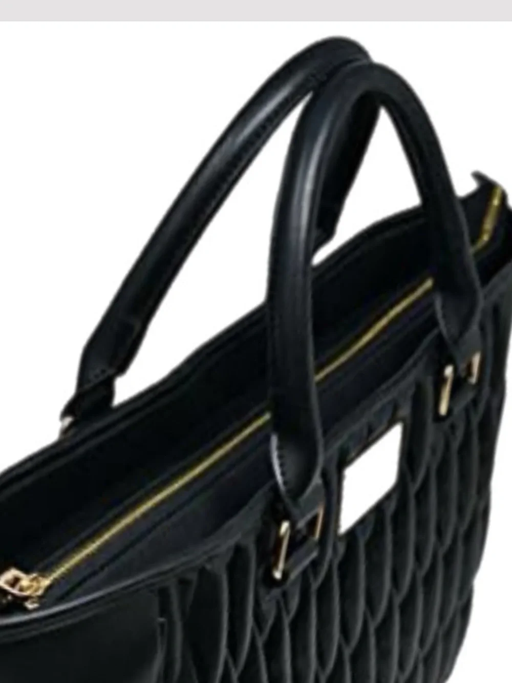 Bebe Diamanda Studded Quilted Zipper Tote Bag Black. NWT